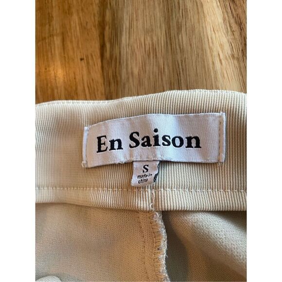 Anthropologie En Saison Cream/Ivory Slim Seamed Slit Hem Pants - Picture 6 of 8